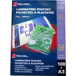 Rexel Laminating Pouches A3 2x75mic Pack of 2